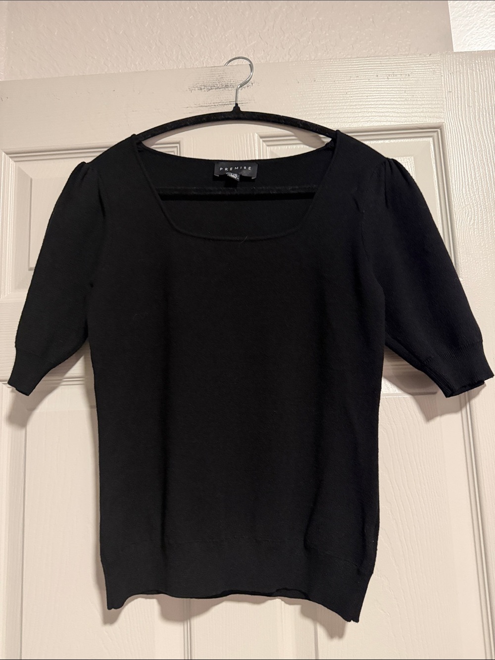 Premise Black Scoop Neck Short Sleeve Knit Top